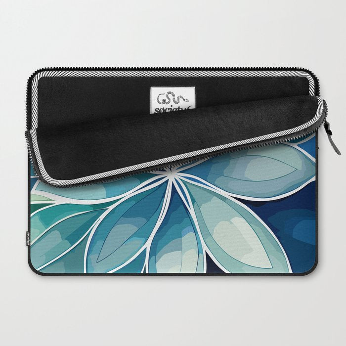 Blue and Green Bloom in Floral Laptop Sleeve Gallery Image 2