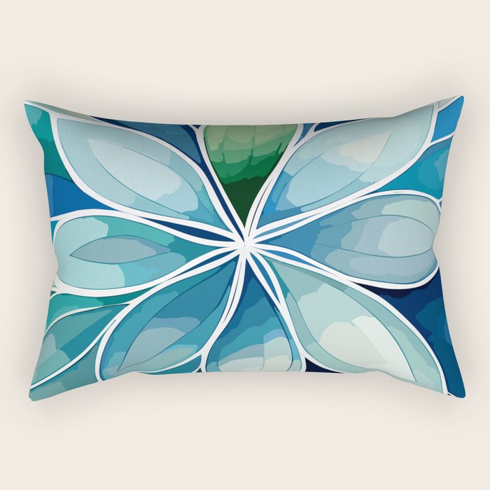 Blue and Green Bloom in Floral Rectangular Pillow Gallery Image 1