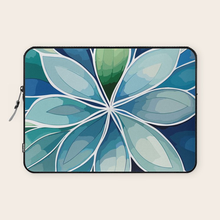 Blue and Green Bloom in Floral Laptop Sleeve Gallery Image 1
