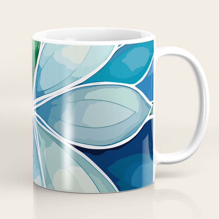 Blue and Green Bloom in Floral Coffee Mug Gallery Image 1