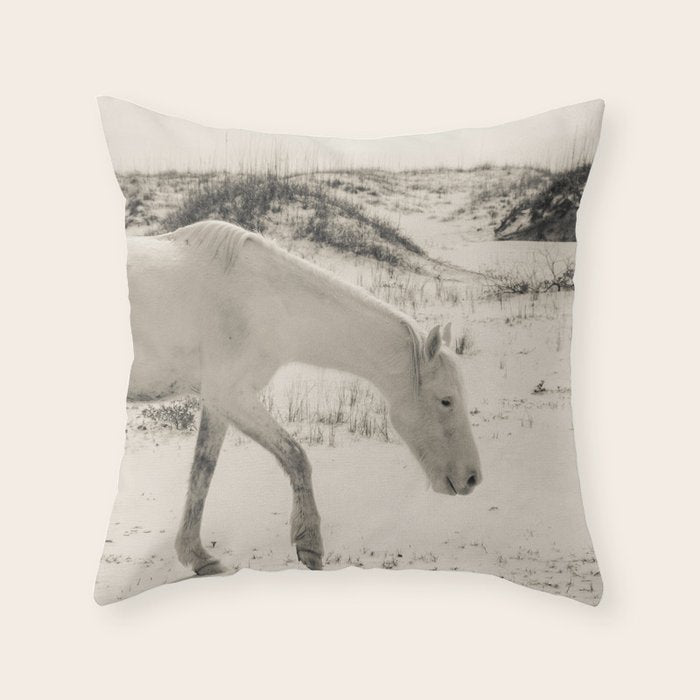 Wild Horses 3 - Black and White Throw Pillow Gallery Image 1