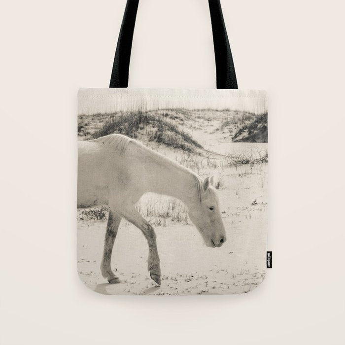 Wild Horses 3 - Black and White Tote Bag Gallery Image 1