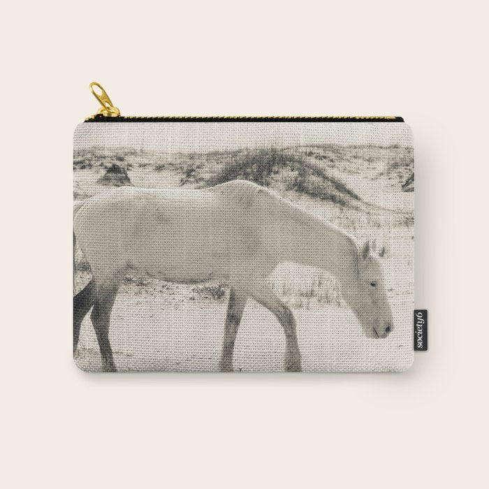 Wild Horses 3 - Black and White Carry All Pouch Gallery Image 1