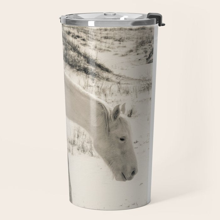 Wild Horses 3 - Black and White Travel Mug Gallery Image 2