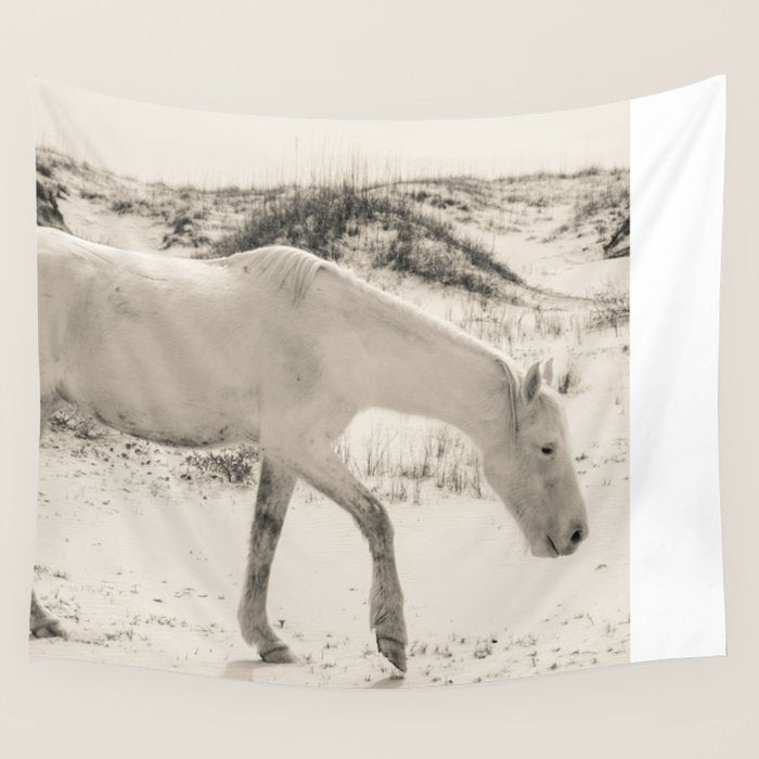 Wild Horses 3 - Black and White Wall Tapestry Gallery Image 4