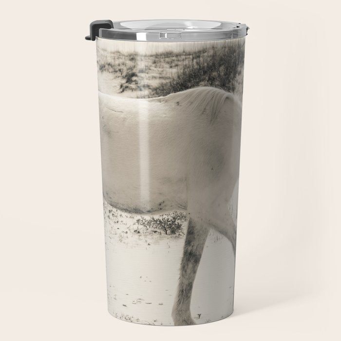 Wild Horses 3 - Black and White Travel Mug Gallery Image 3