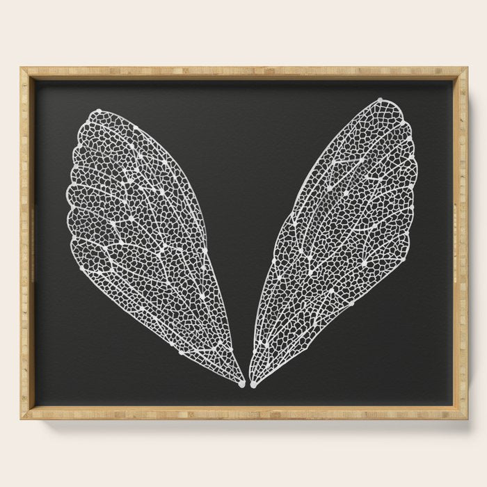 White Cicada Wings Serving Tray Gallery Image 1