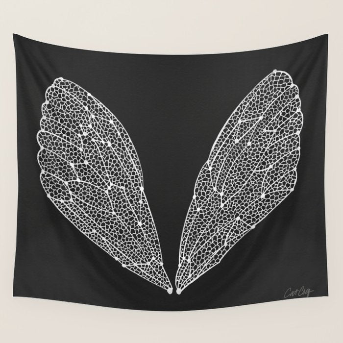 White Cicada Wings Wall Tapestry Gallery Image 4