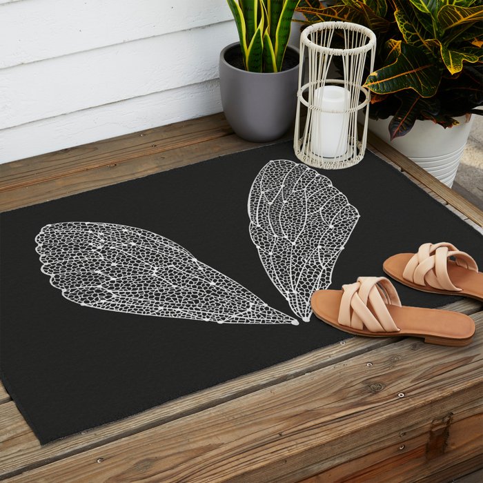 White Cicada Wings Outdoor Rug Gallery Image 2