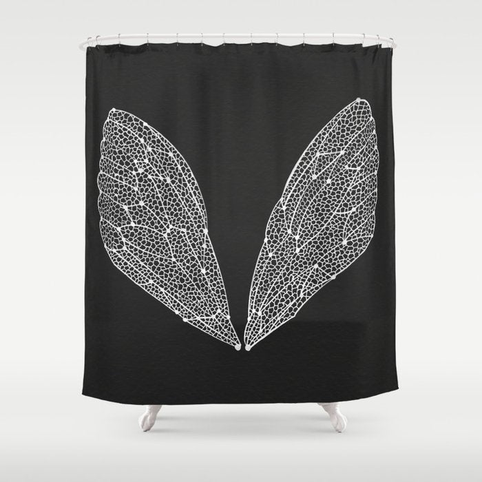 White Cicada Wings Shower Curtain Gallery Image 1