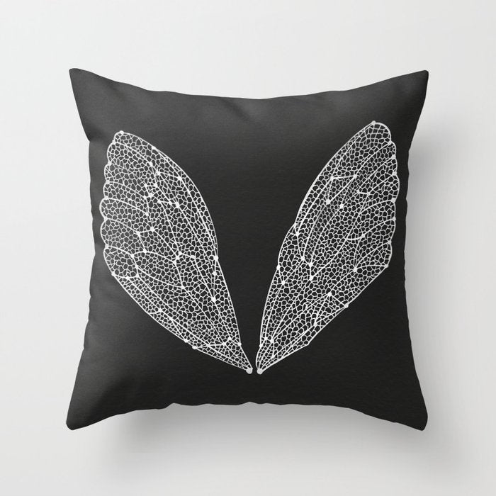 White Cicada Wings Throw Pillow Gallery Image 1