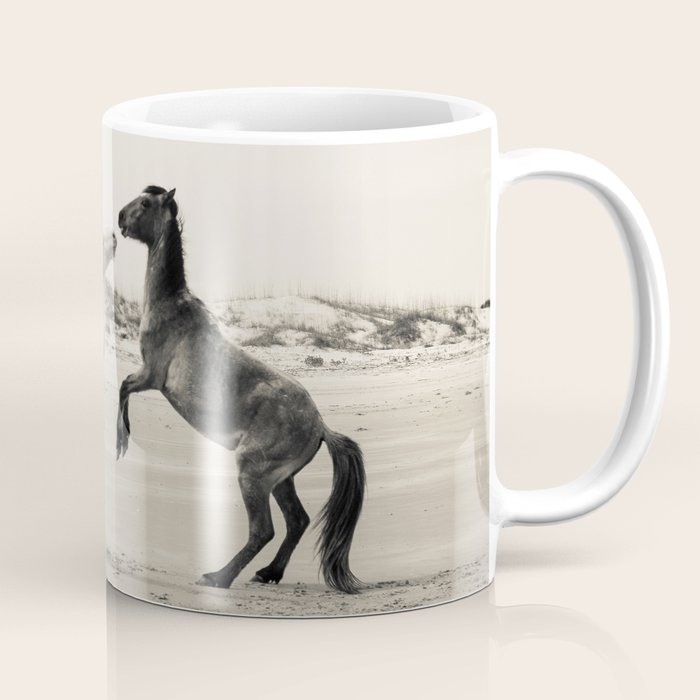 Wild Horses 4 - Black and White Coffee Mug Gallery Image 1