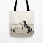 Wild Horses 4 - Black and White Tote Bag Gallery Image 1