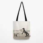 Wild Horses 4 - Black and White Tote Bag Gallery Image 2