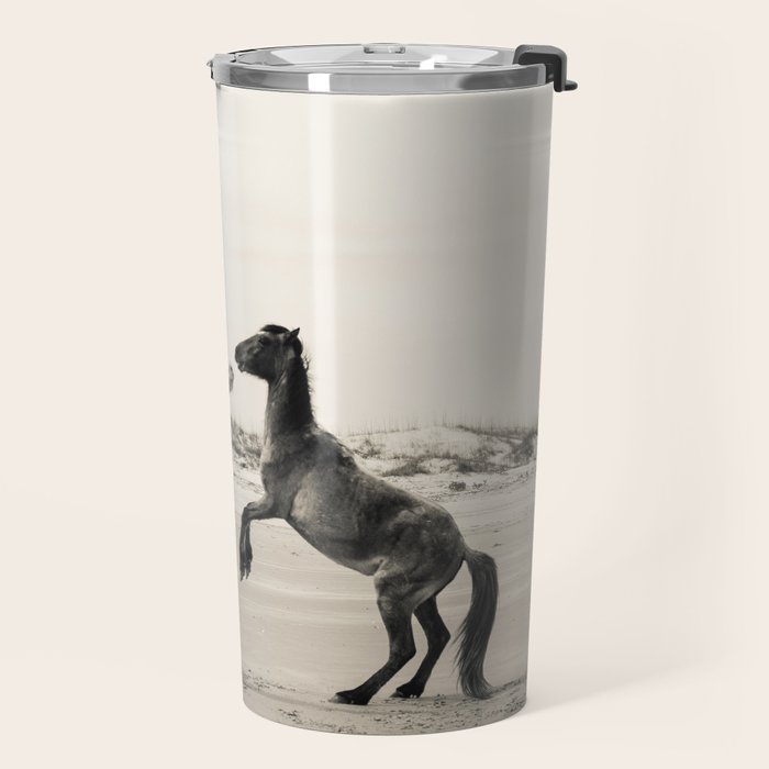 Wild Horses 4 - Black and White Travel Mug Gallery Image 2