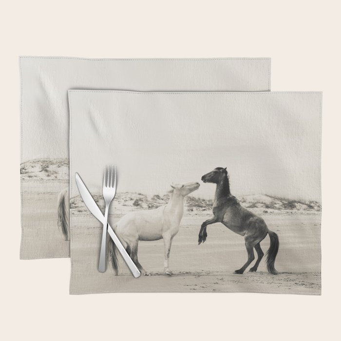 Wild Horses 4 - Black and White Placemat Gallery Image 1