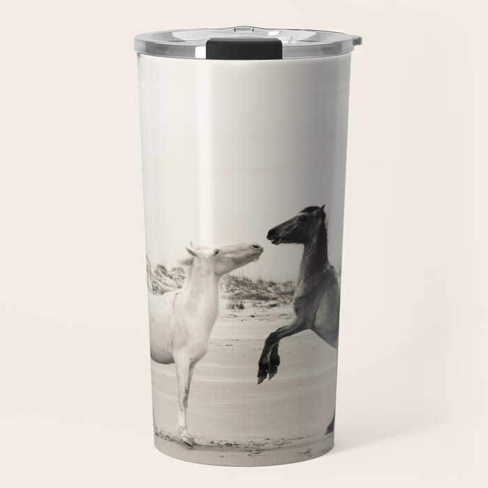 Wild Horses 4 - Black and White Travel Mug Gallery Image 1
