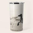 Wild Horses 4 - Black and White Travel Mug Gallery Image 1