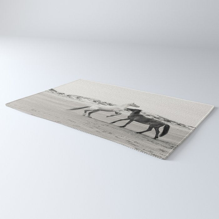 Wild Horses 5 - Black and White Rug Gallery Image 3