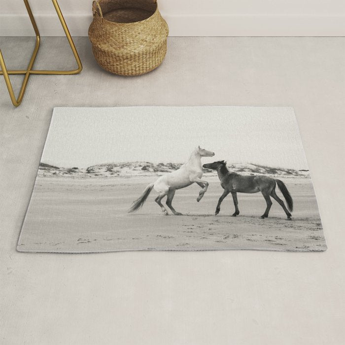 Wild Horses 5 - Black and White Rug Gallery Image 1