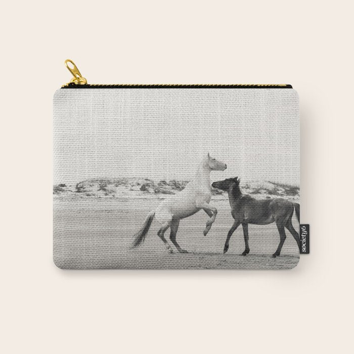 Wild Horses 5 - Black and White Carry All Pouch Gallery Image 1