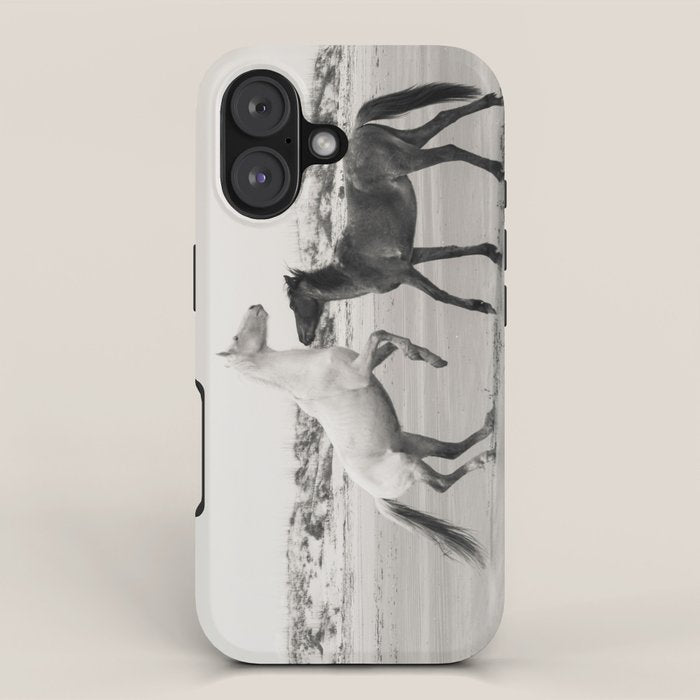 Wild Horses 5 - Black and White iPhone Case Gallery Image 1