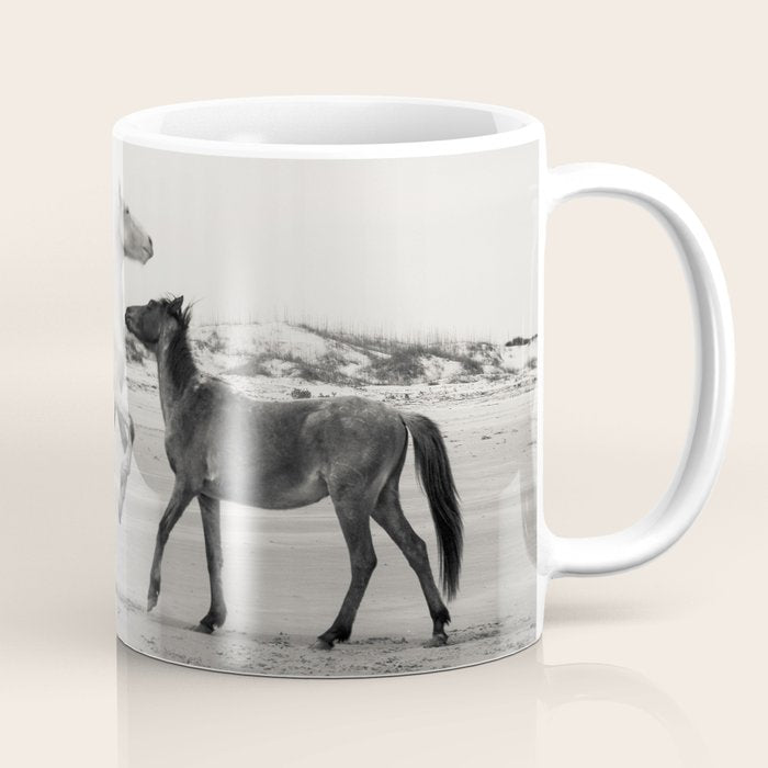 Wild Horses 5 - Black and White Coffee Mug Gallery Image 1