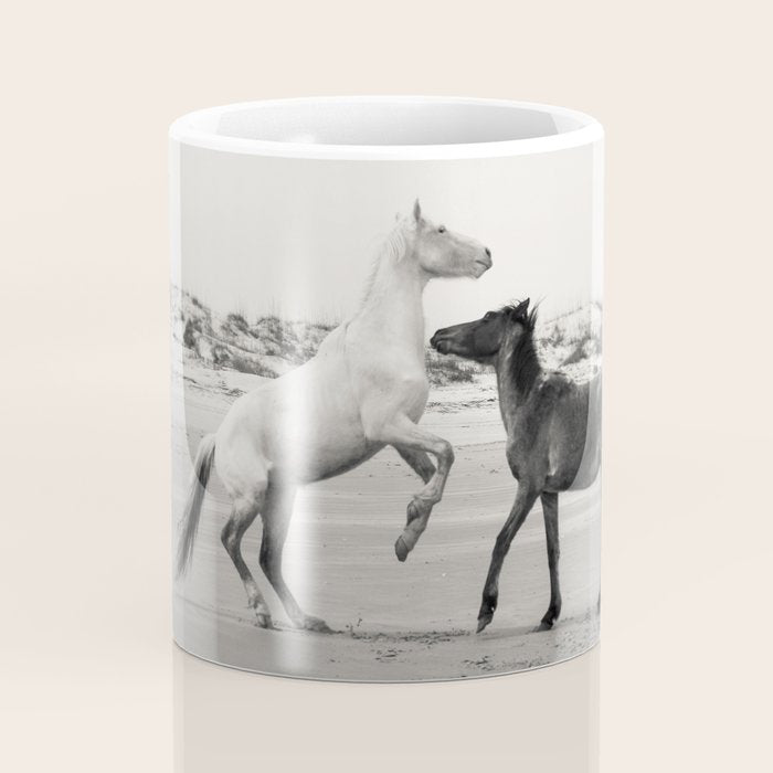 Wild Horses 5 - Black and White Coffee Mug Gallery Image 4
