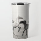 Wild Horses 5 - Black and White Travel Mug Gallery Image 1