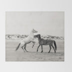 Wild Horses 5 - Black and White Throw Blanket Gallery Image 2