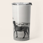 Wild Horses 5 - Black and White Travel Mug Gallery Image 2