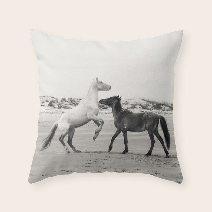 Wild Horses 5 - Black and White Throw Pillow Gallery Image 6