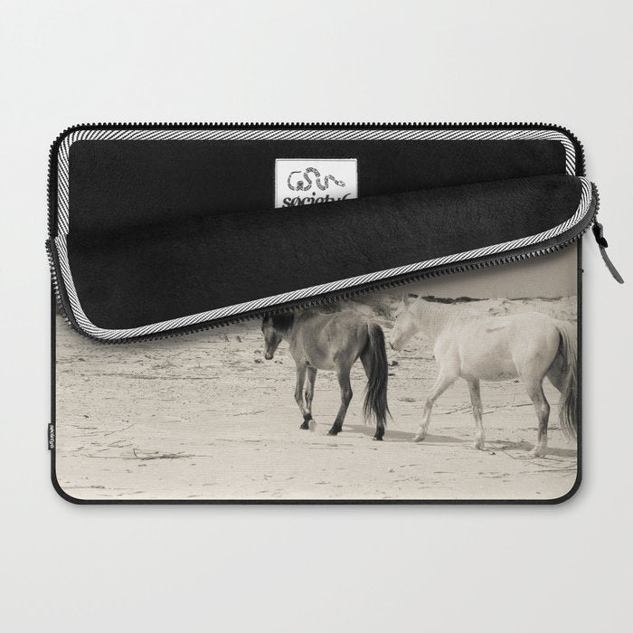 Wild Horses 6 - Black and White Laptop Sleeve Gallery Image 2