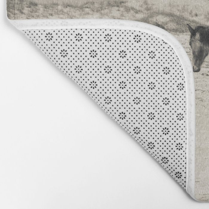 Wild Horses 6 - Black and White Bath Mat Gallery Image 2