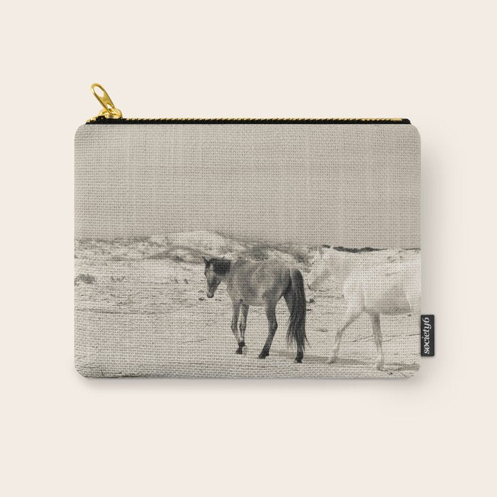 Wild Horses 6 - Black and White Carry All Pouch Gallery Image 1