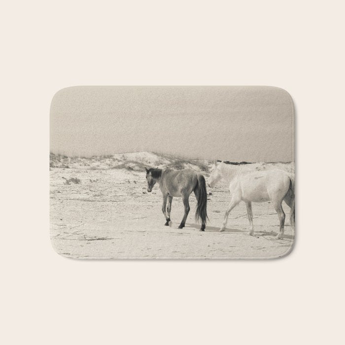 Wild Horses 6 - Black and White Bath Mat Gallery Image 1