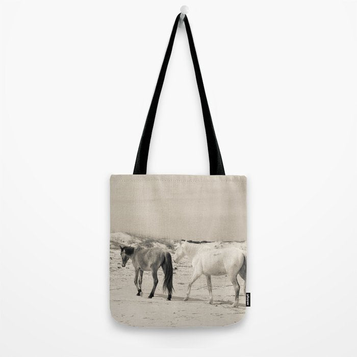 Wild Horses 6 - Black and White Tote Bag Gallery Image 2