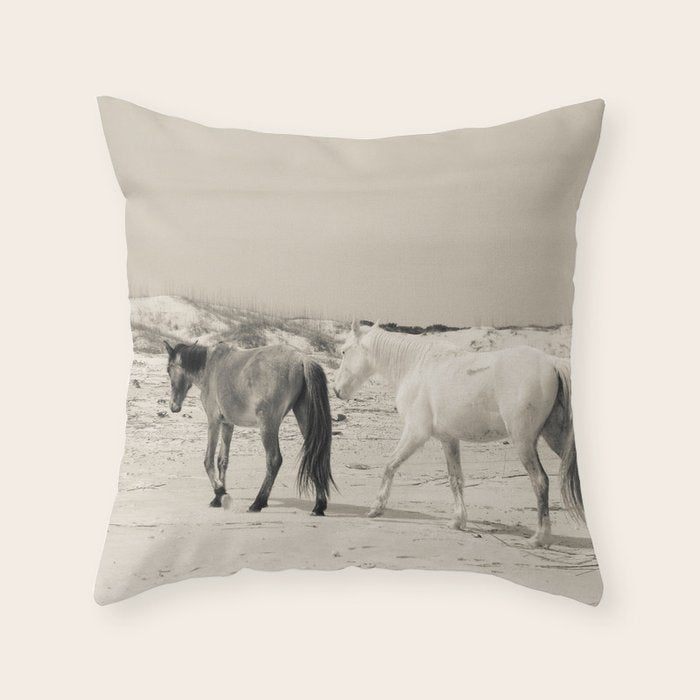 Wild Horses 6 - Black and White Throw Pillow Gallery Image 6