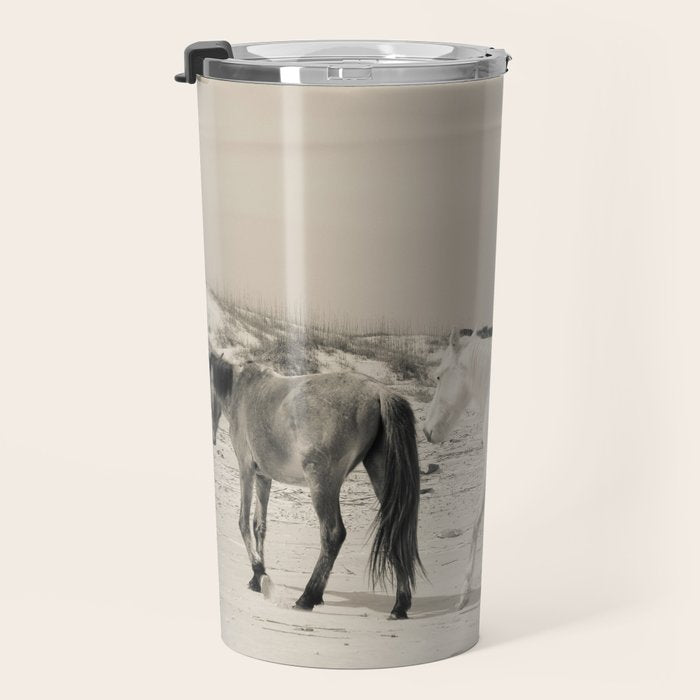 Wild Horses 6 - Black and White Travel Mug Gallery Image 3