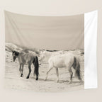 Wild Horses 6 - Black and White Wall Tapestry Gallery Image 4