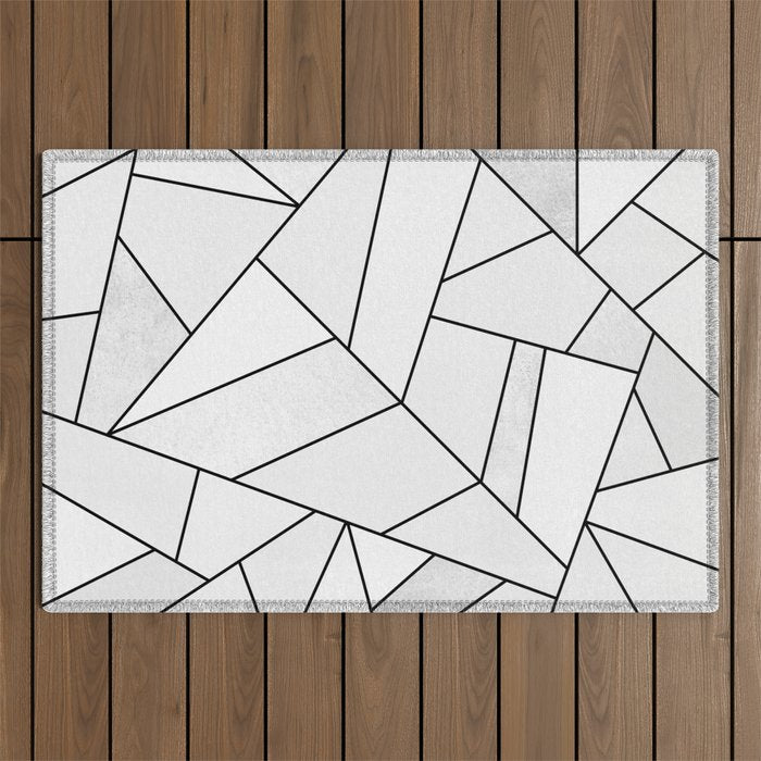 White Stone / Black Lines Outdoor Rug Gallery Image 1