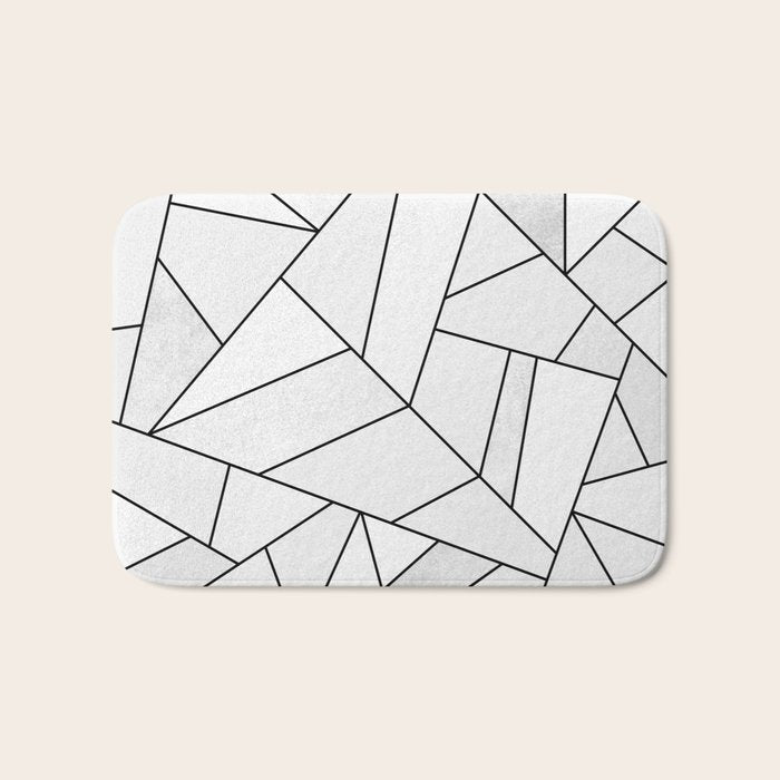 White Stone / Black Lines Bath Mat Gallery Image 1