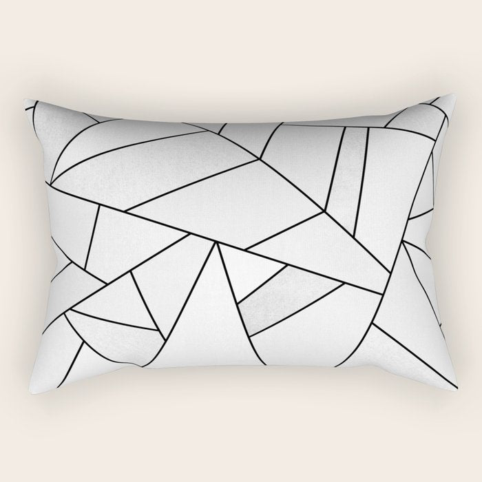 White Stone / Black Lines Rectangular Pillow Gallery Image 2