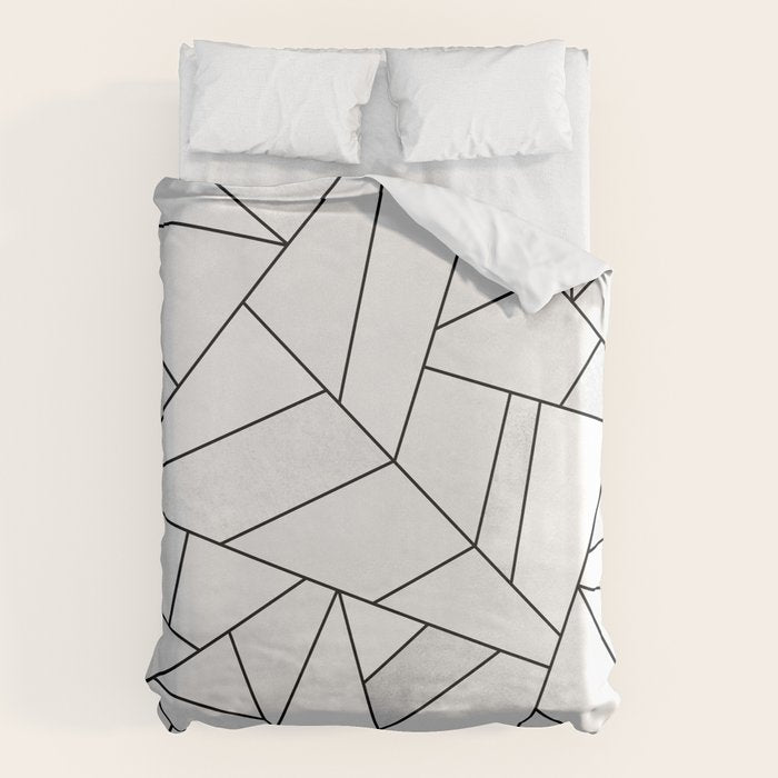 White Stone / Black Lines Duvet Cover Gallery Image 6