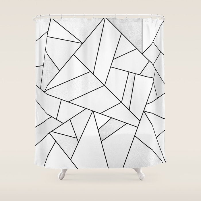 White Stone / Black Lines Shower Curtain Gallery Image 1