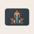 Hipster Mermaid Merman With Tattoos Poseidon King Of The Sea Midcentury Modern Cool Magical Mystical Abstract Art Bohemian Boho Style Trendy  Bath Mat Gallery Image 1