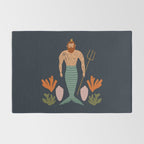 Hipster Mermaid Merman With Tattoos Poseidon King Of The Sea Midcentury Modern Cool Magical Mystical Abstract Art Bohemian Boho Style Trendy  Rug Gallery Image 2