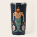 Hipster Mermaid Merman With Tattoos Poseidon King Of The Sea Midcentury Modern Cool Magical Mystical Abstract Art Bohemian Boho Style Trendy  Travel Mug Gallery Image 1