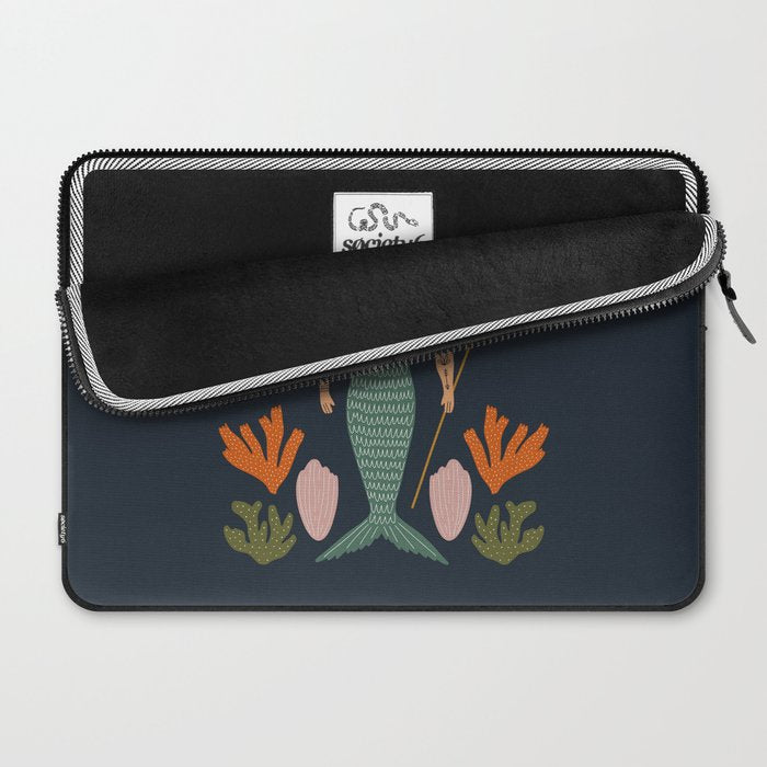 Hipster Mermaid Merman With Tattoos Poseidon King Of The Sea Midcentury Modern Cool Magical Mystical Abstract Art Bohemian Boho Style Trendy  Laptop Sleeve Gallery Image 2