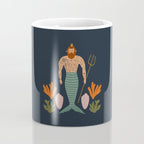Hipster Mermaid Merman With Tattoos Poseidon King Of The Sea Midcentury Modern Cool Magical Mystical Abstract Art Bohemian Boho Style Trendy  Coffee Mug Gallery Image 4